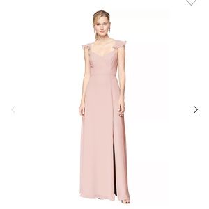 Bill Levkoff Frost Rose Chiffon V-neck A-line bridesmaid dress